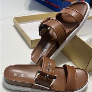 Michael Kors Tan Sandals with White Soles